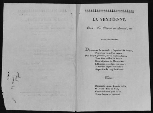 La Vendéenne / J. Meunier, électeur. - Niort, impr. d'E. Dépierris aîné, 3 p. | Vendéenne (La)